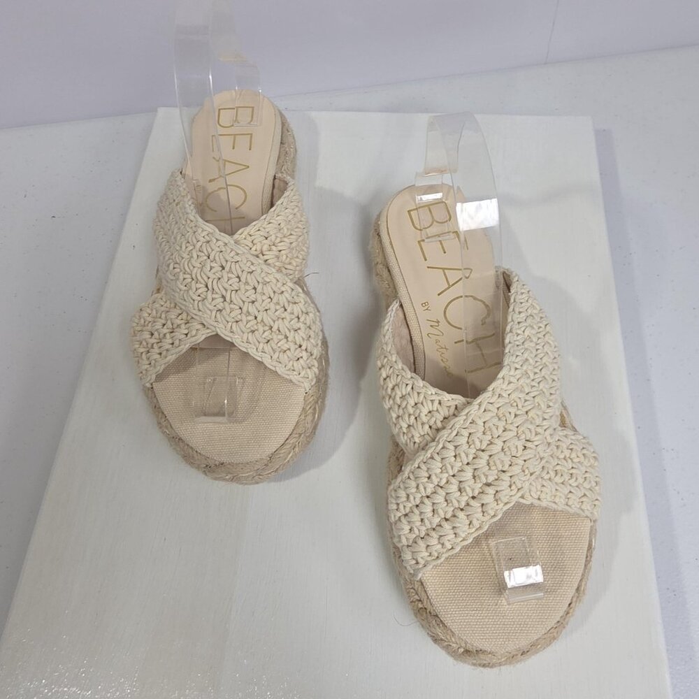 Beach By Matisse Sandals Womens Size 9 Beige Miami Woven Espadrille Slide - Picture 2 of 10